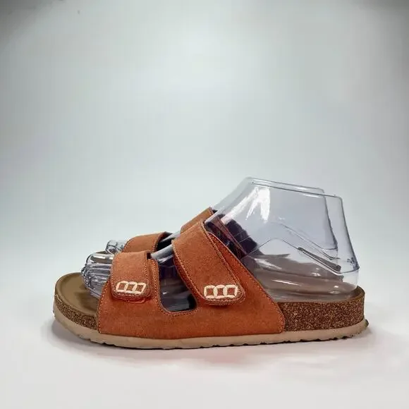 Skechers Luxe Brown Orange Open Toe Slip On Casual Slide Sandals Women's Size 6 - Picture 2 of 11